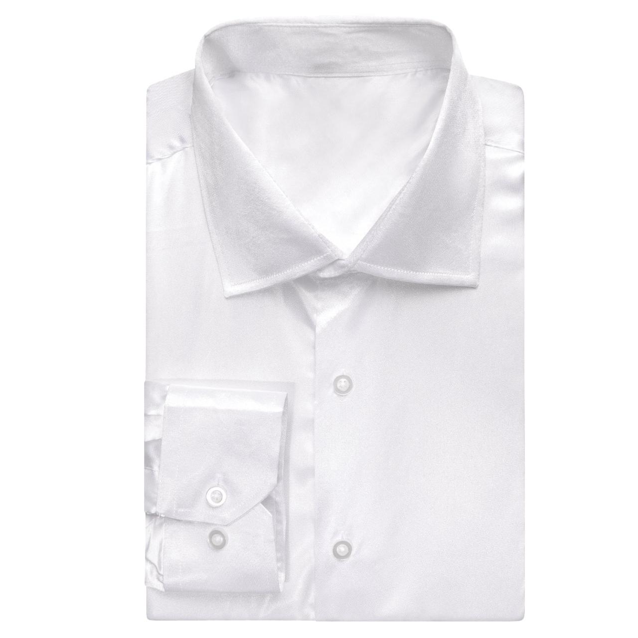 Men's white silk dress shirt