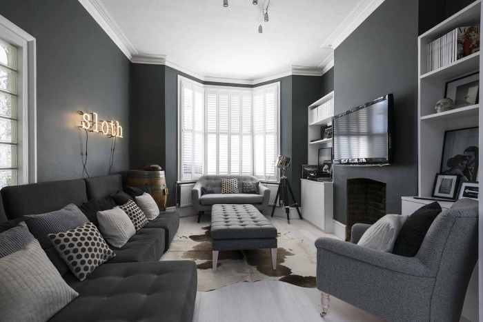 How to decorate dark grey living room apartment